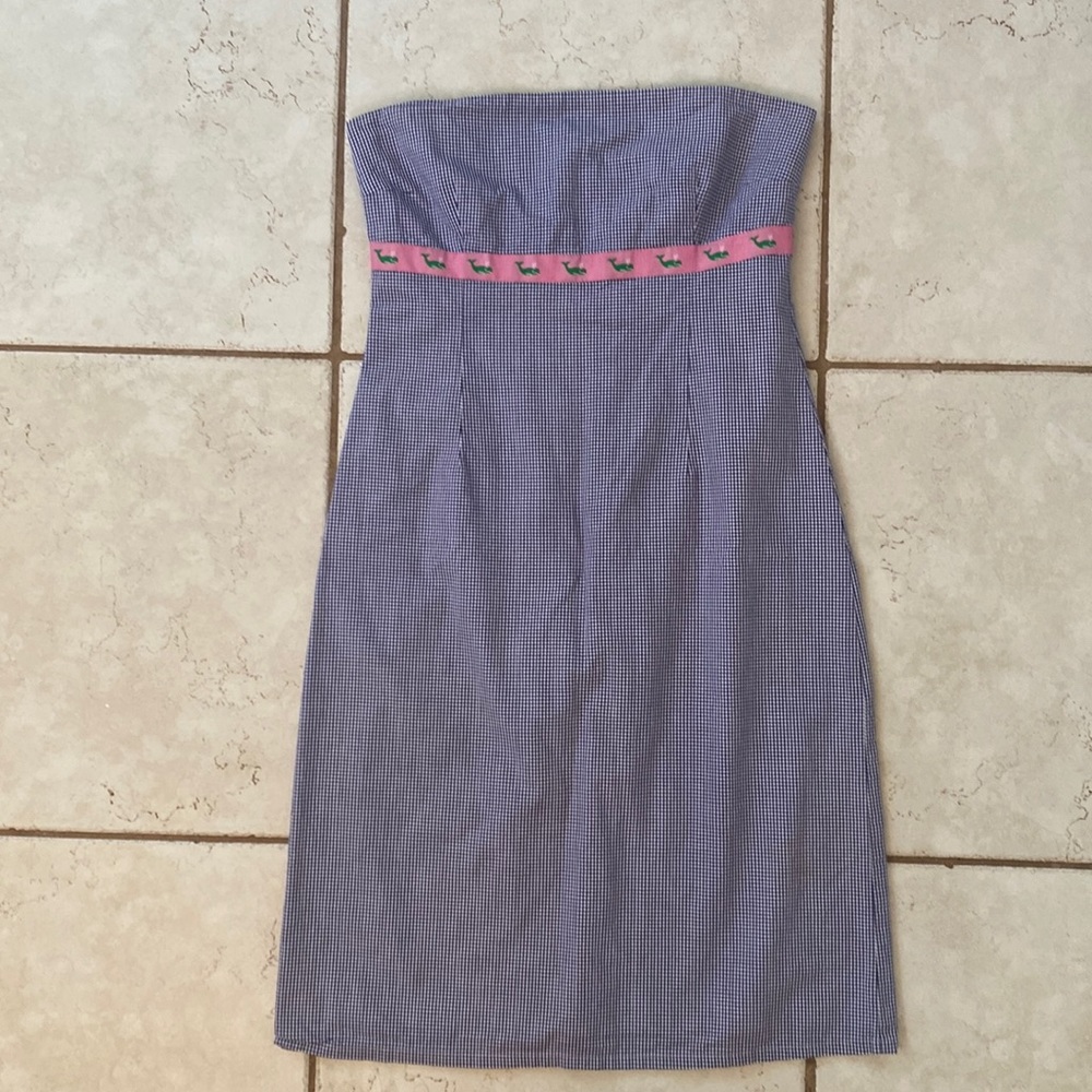 Blue white gingham check strapless sundress 4 2 Dagmar Dill like vineyard vines